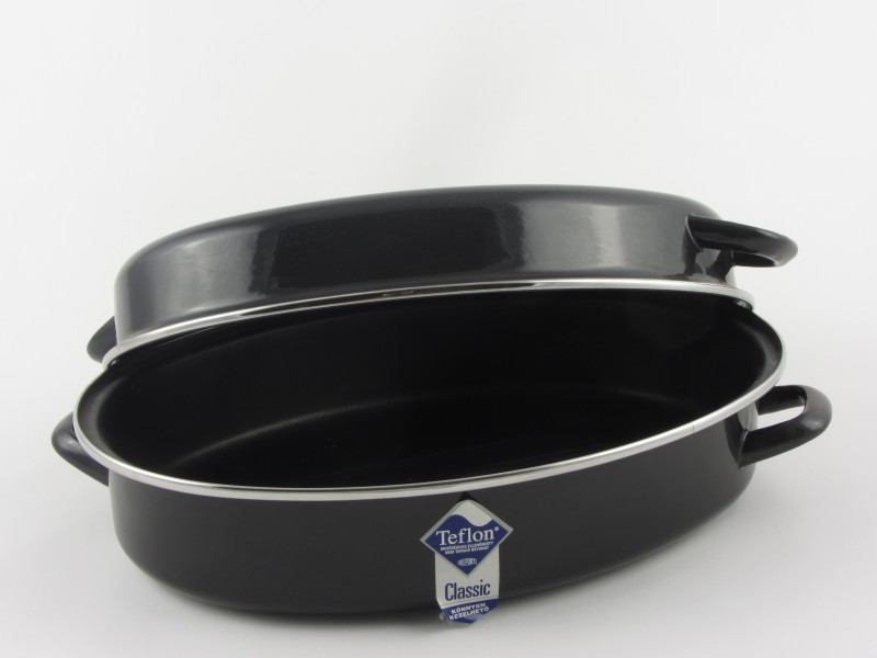 Bonyhádi teflonos alacsony ovál kacsasütő 38 cm 5,5 liter