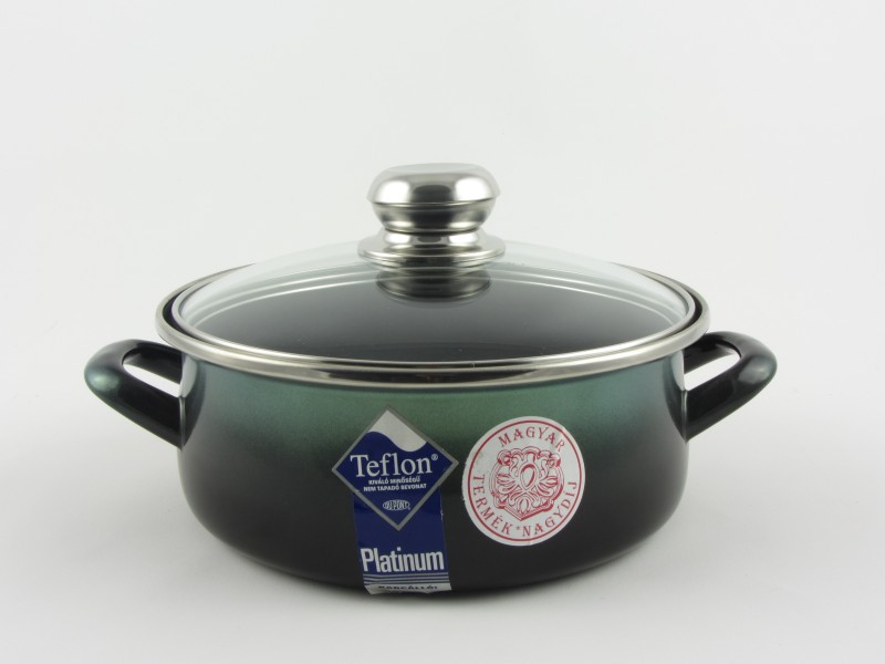 Bonyhádi teflonos Platinum lábas fedővel 3,75 liter 24 cm - zöld