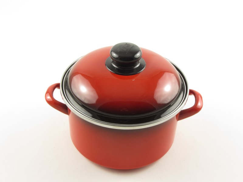 Bonyhádi zománcozott fazék fedővel 2,25 liter 18 cm - Elit Koral ELO