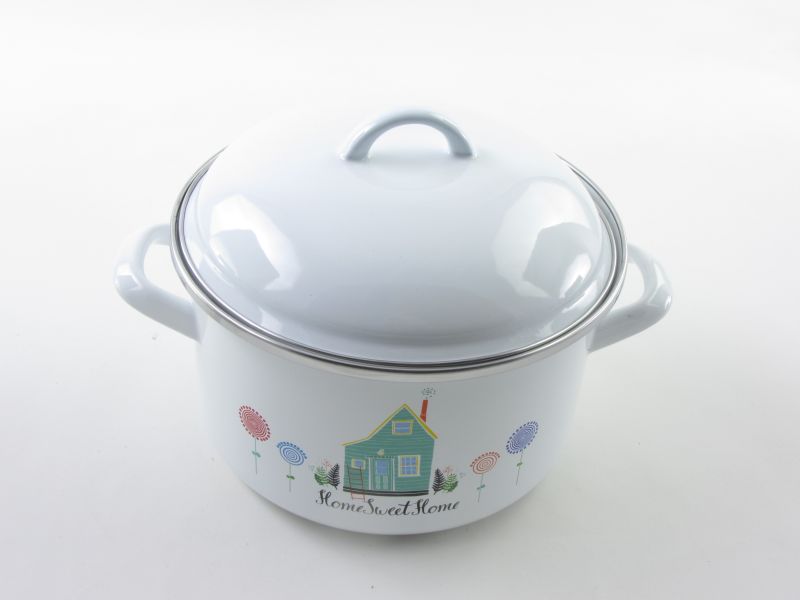 Bonyhádi zománcozott fazék fedővel 3,25 liter 20 cm Alice Sweet Home