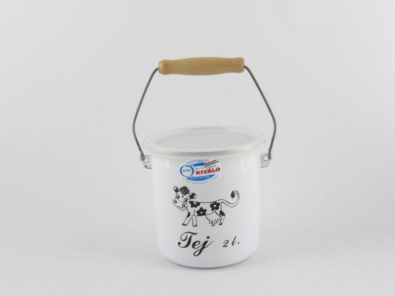 Bonyhádi zománcozott tejeskanna 2 liter 14 cm - II.o.