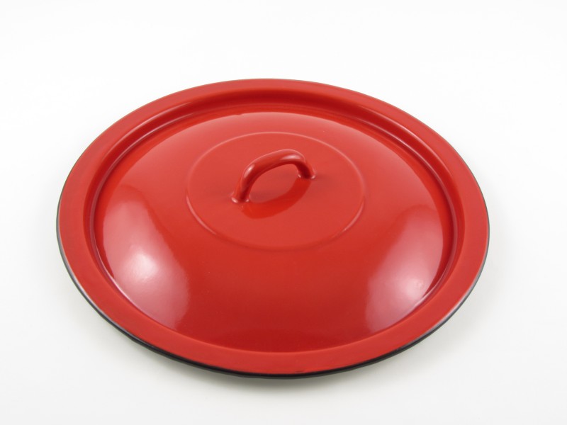 Hagyományos zománcozott fedő 32 cm - piros