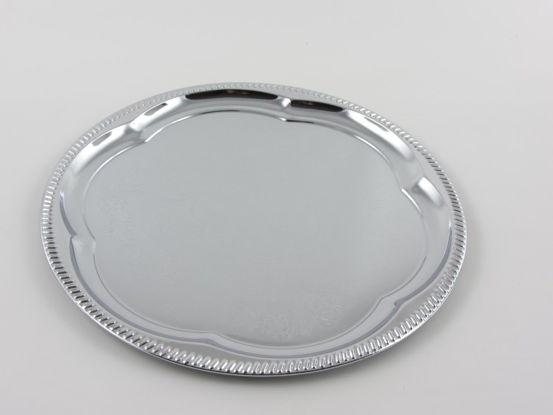 Krómozott kerek tálca 35 cm - 602