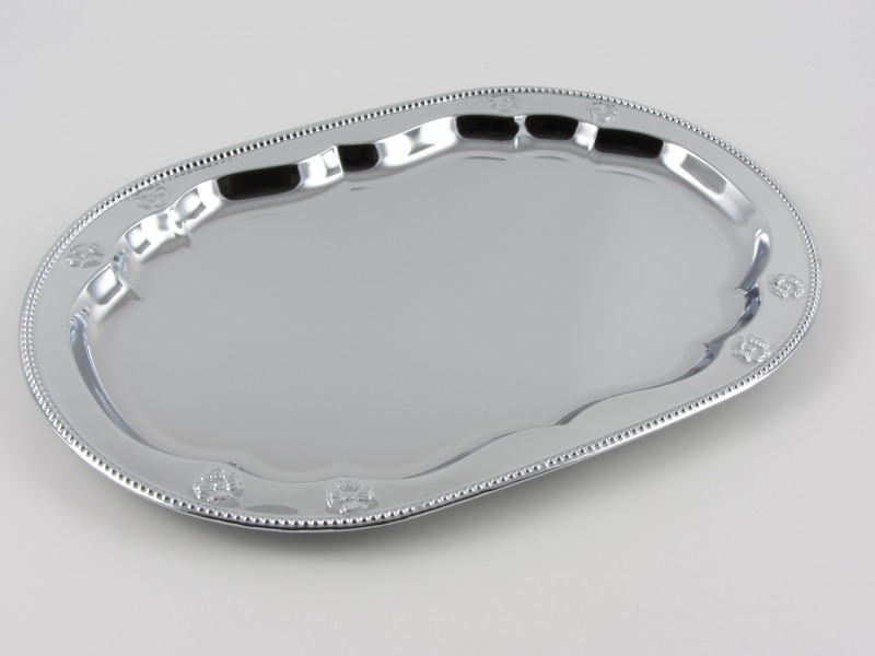 Krómozott ovál tálca 45x30 cm - 688A