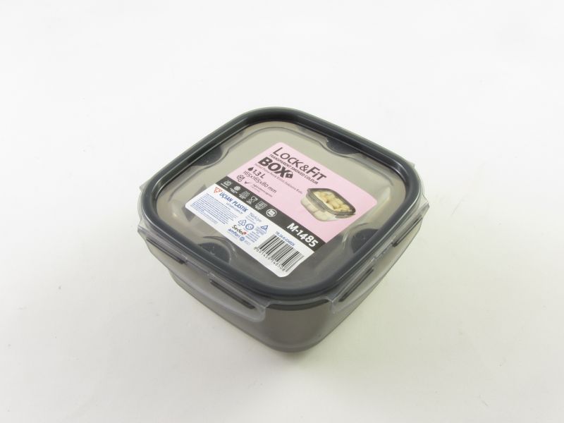 Műanyag csatos szögletes tároló doboz 1,3 liter szürke - török