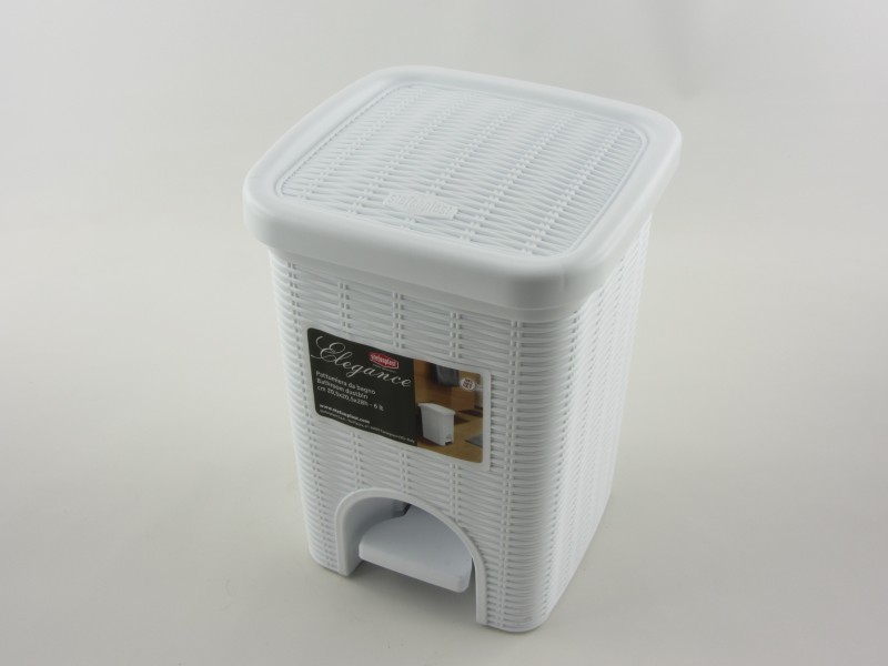 Szemetes kuka pedálos műanyag 6 liter fehér - Stefanplast Elegance