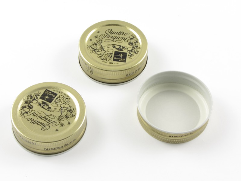 Tető Quattro Stagioni paradicsomos - befőttes üveghez 56 mm - (3 db-os) - Bormioli Rocco