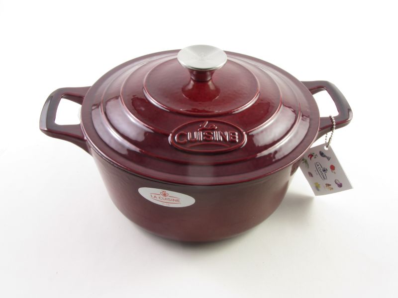 Zománcozott natúr öntöttvas magas lábas fedővel 4,75 liter 26 cm - La Cuisine